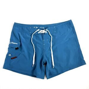 Maui Rippers Swim Shorts Womens 10 Blue Board Short Drawstring Pockets Stretch